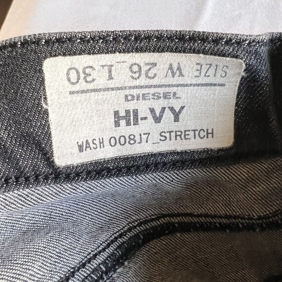 DIESEL Womens Black HI-VY Stretch Low Rise Skinny Leg Denim Jeans Size 26x30 - Picture 8 of 12